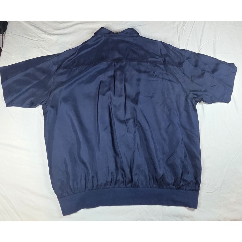 Angelo Litrico Vintage Blue Polo Shirt XL Banded Bottom Silk Feel Retro Bomber - Picture 3 of 10